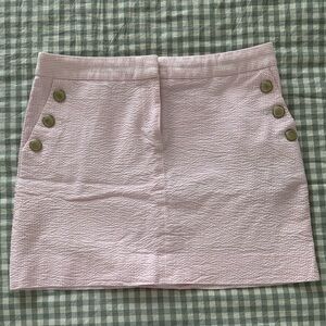 J. Crew Factory Pink Seersucker Mini Skirt with Button Details